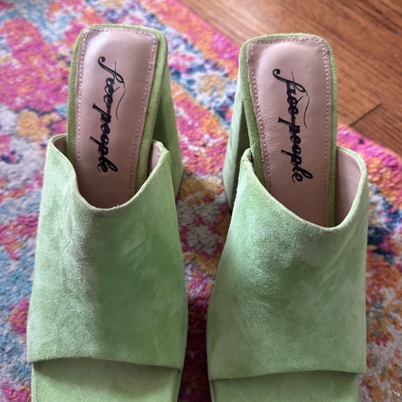 Free People Shoes - Free People Lime Green Suede Mules